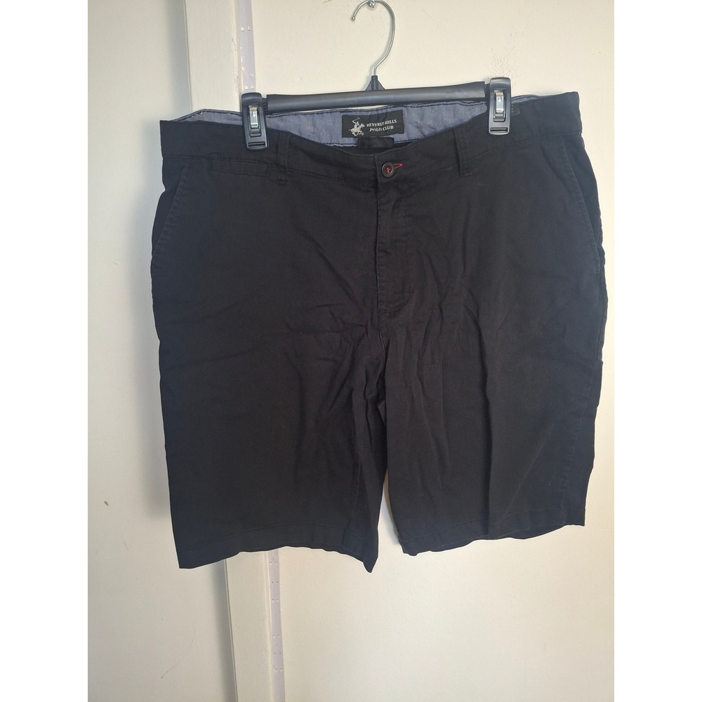 Beverly Hills Polo Club Mens Black Chino Shorts Size 38 Stretch Cotton Casual